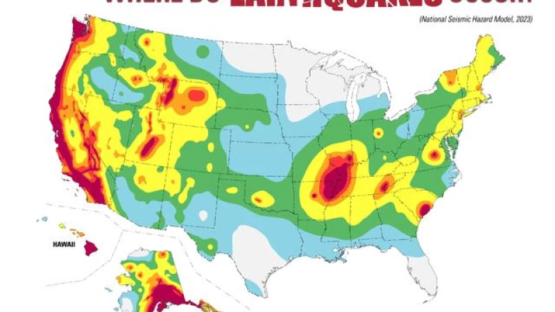 "Unveiling a Visionary Map: Uncovering Vulnerable U.S. Regions Prone to Earth-Shattering Quakes"