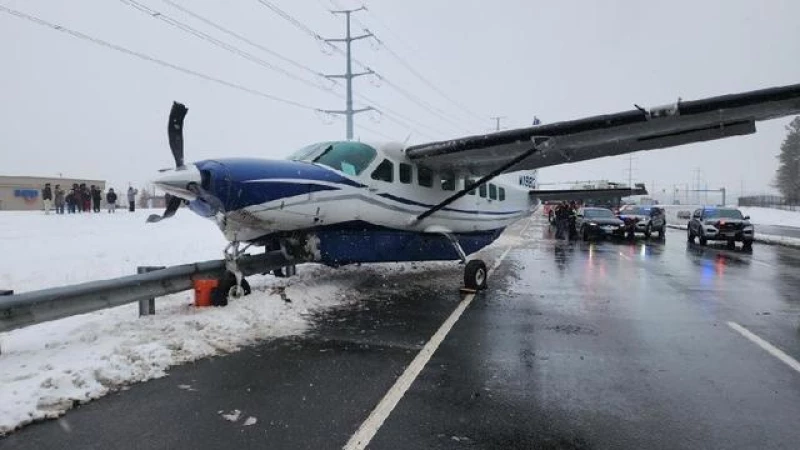 Daring Small Plane's Emergency Snowy Landing on Virginia Highway